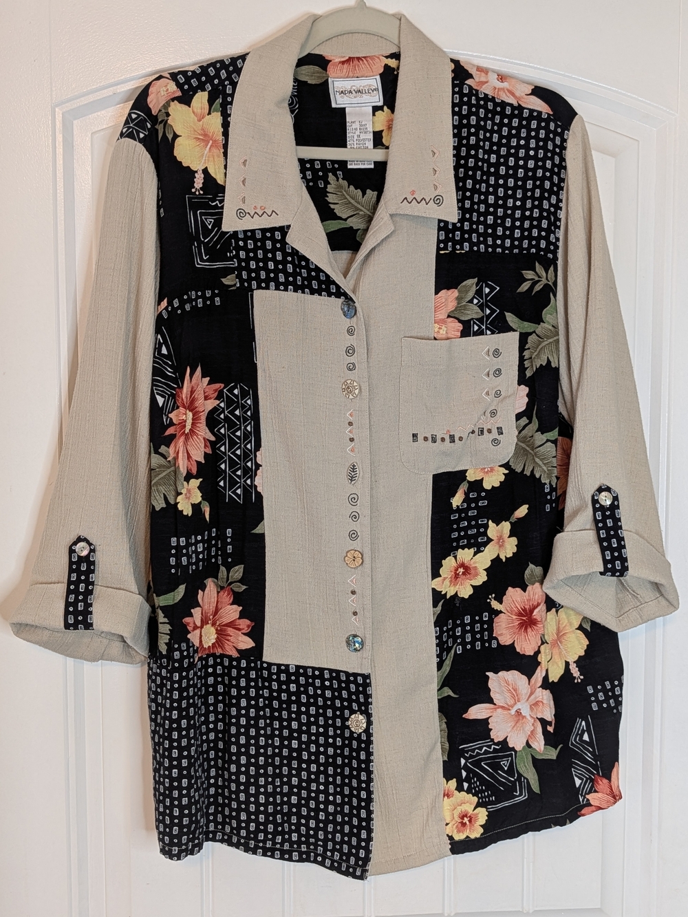 Vintage Napa Valley Colorblock Patchwork Button Down Shirt